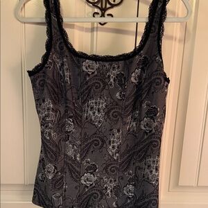 White House Black Market Lace Trim Paisley Camisole